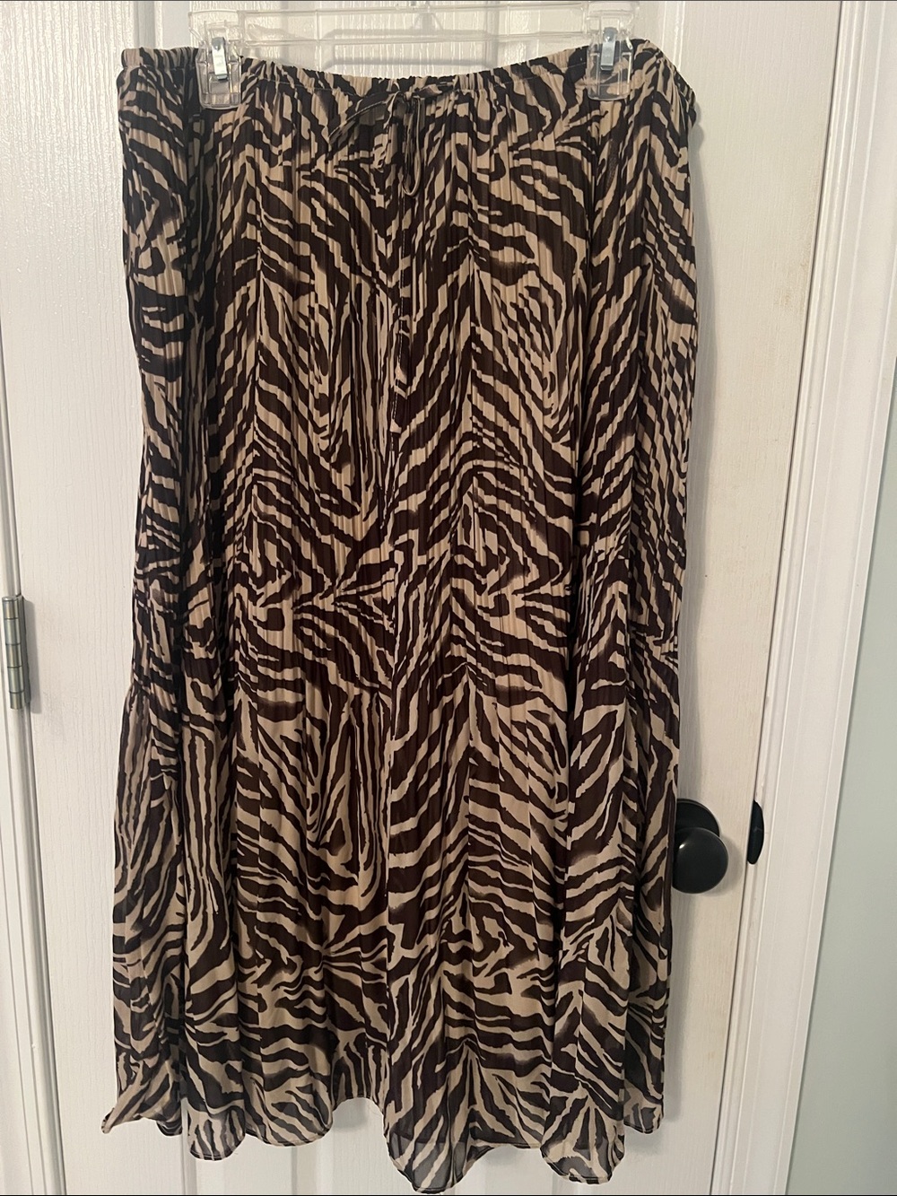 WD.NY Brown and Beige Zebra-Print Maxi Skirt